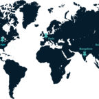 World map TechViz offices- Contáctenos
